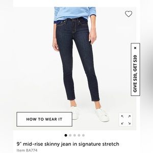 J. Crew 9 inch mid rise skinny jeans